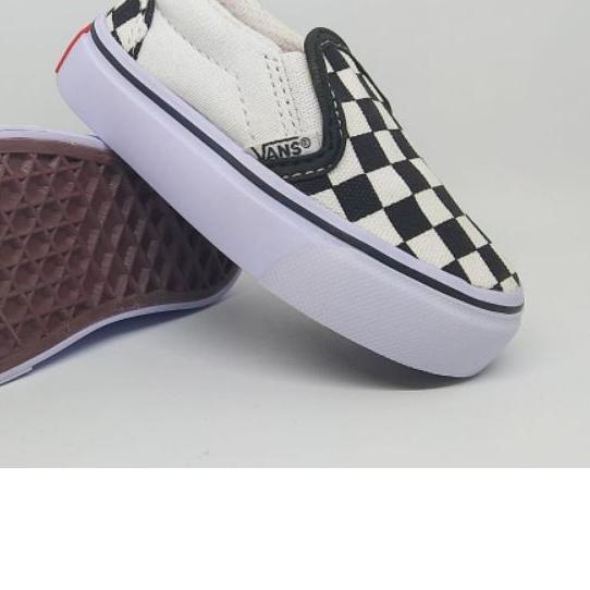 ➥ Sepatu Anak Vans Slip On Checkerboard Black White Sepatu Anak Slop Kotak Kotak Hitam Putih ✿