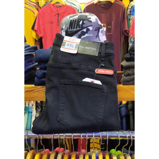 Celana Pria Panjang Hitam Polos Slimfit, Jeans/Denim Pria Distro TONY JACK Original, Modestore