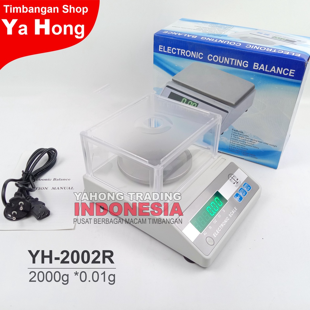 Timbangan Digital 2000g 2kg Akurasi 0.01g YHG YH-2002R 2kg Timbangan Emas Obat Bubuk Serbuk