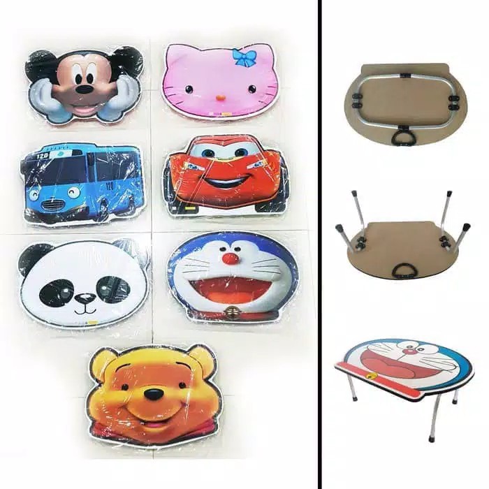 MEJA BELAJAR MEJA LIPAT KARAKTER ANAK PORTABLE KLEM BESI