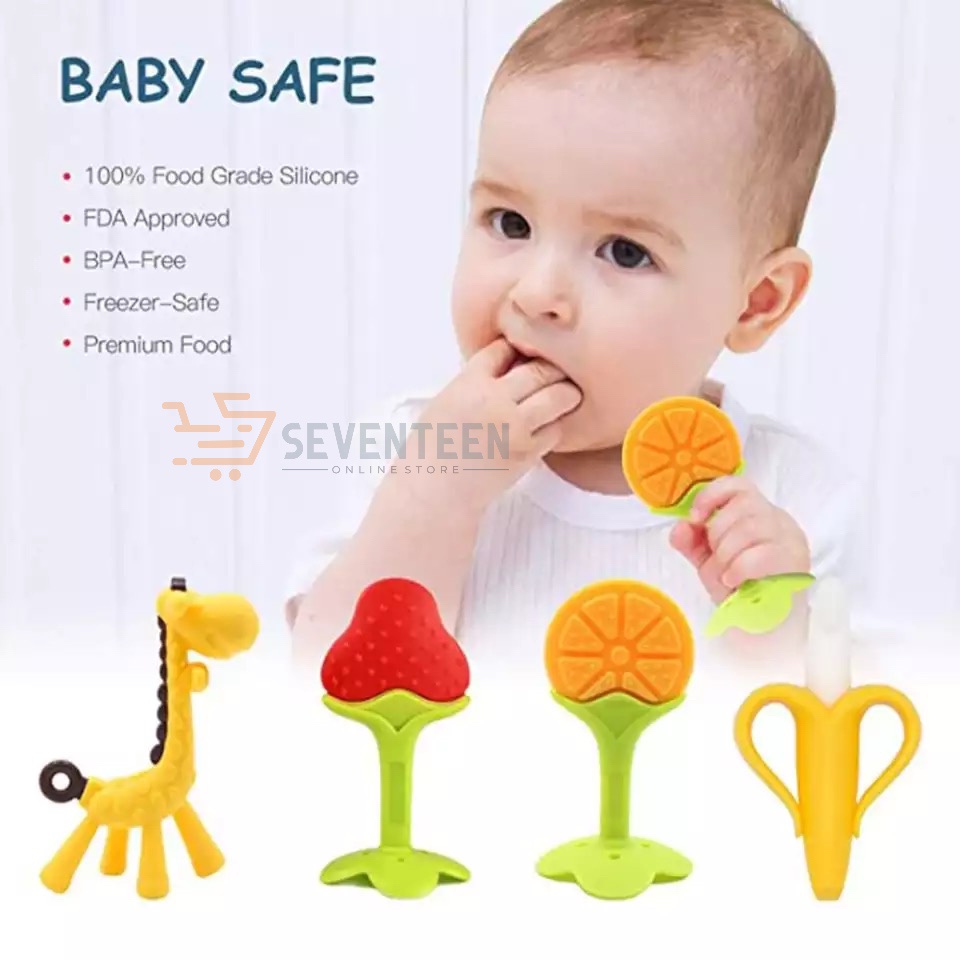 SEVENTEEN MAINAN GIGITAN BAYI TEETHER BAYI SILICONE BPA FREE GIGITAN BAYI MODEL BUAH TEETHER BABY