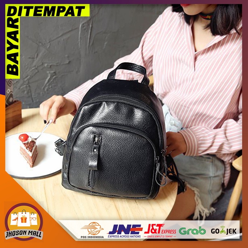 JM Tas Ransel Wanita Backpack Fashion Tas Punggung Kulit PU Import Murah COD T257