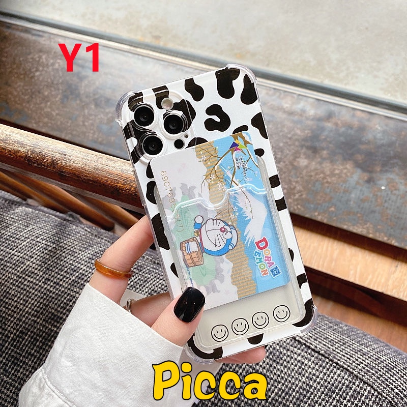 Casing Oppo A3S A54 A96 A5S A12 A55 A9 A5 2020 A15 A76 A7 A12E A35 A11K A16 A74 A15S A95 A36 A11 Reno 86 7 Simple Transparan Motif Leopard Tempat Kartu Foto Casing Hp Soft Cover