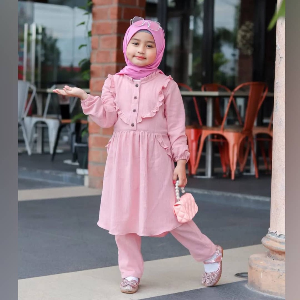 ZAHIRA SET KIDS KF KATUN RAYON LD 88 CM PB 72 CM PC 79 CM 7-8 TAHUN DAPAT ATASAN + CELANA MODEL KEKINIAN, TRENDY , MODIS DAN SIMPLE ANAK BAJU KIDSS WANITA  TERBARU 2022