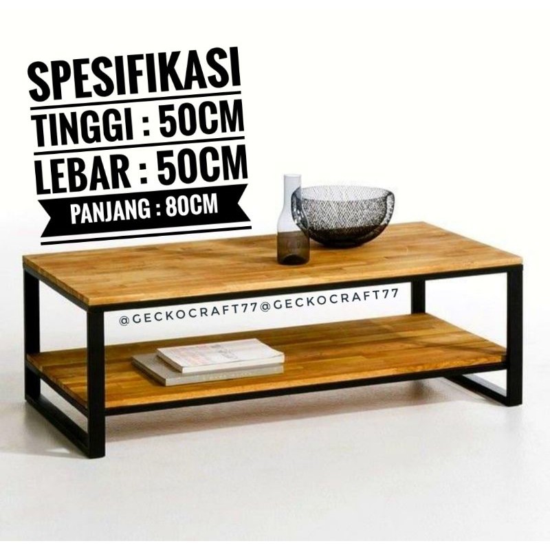 BEST SELLER Meja tamu Coffee  table  Dengan Rangka Besi 