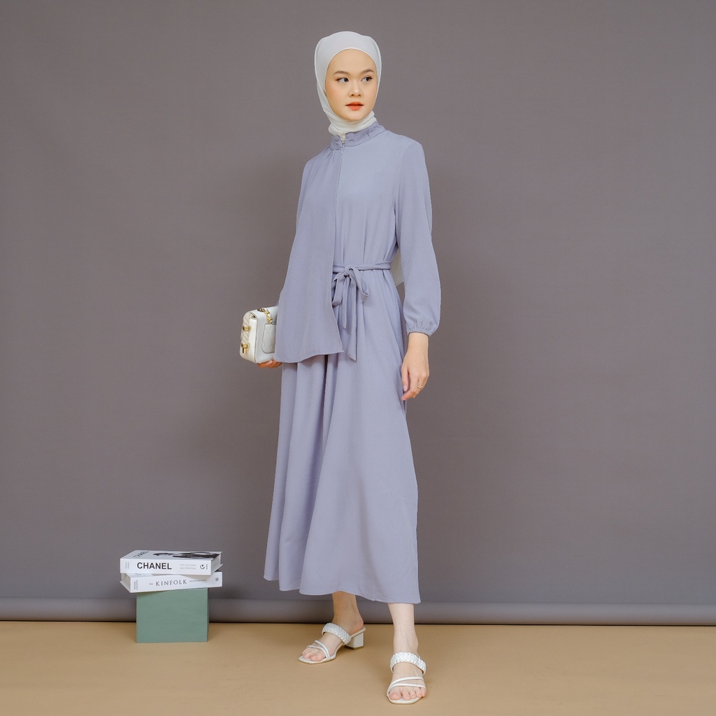 Mayoutfit Macyla Maxidress | Dress Gamis Muslim Kerah Shanghai Model Vest Lipit Tali Samping-3