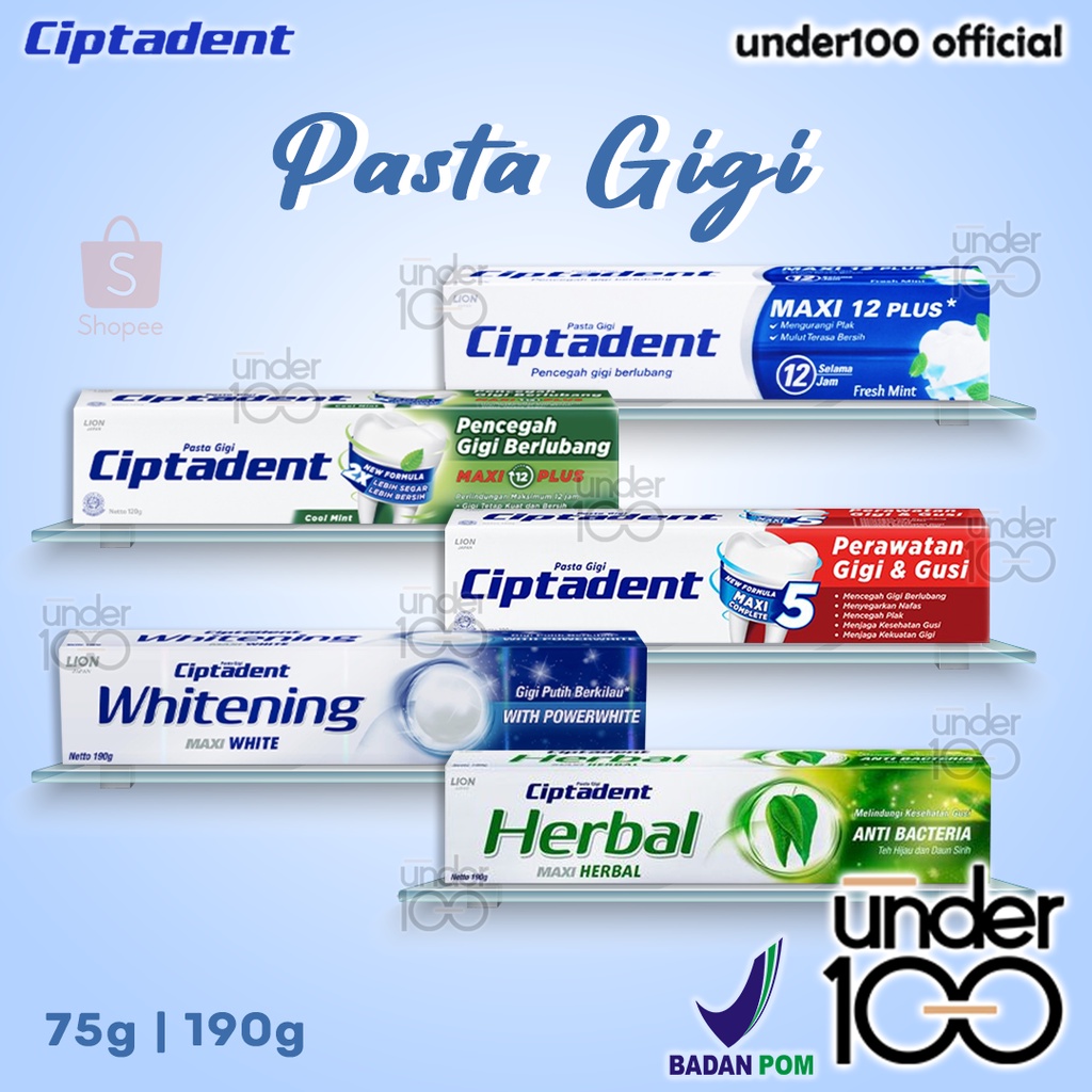 ❤ UNDER100 ❤ CIPTADENT Pasta Gigi Maxi 12 Plus | Perawatan Gigi &amp; Gusi | Pencegah Gigi Berlubang | Toothpaste | HALAL BPOM