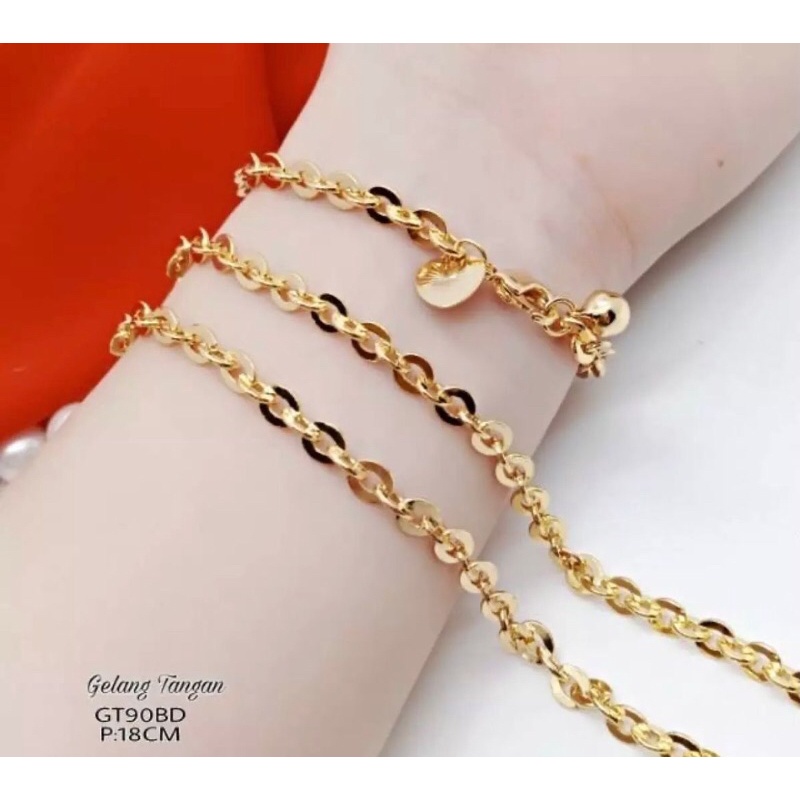 gelang tangan wanita dewasa xuping nori polos tersedia emas dan silver-Nuri polos dan silver