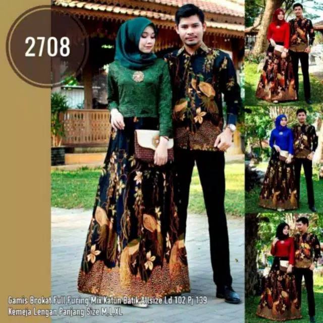 COUPLE 2708 SARIMBIT BAJU BATIK BROKAT FASHION WANITA BAJU PESTA MURAH WANITA GAMIS BROKAT