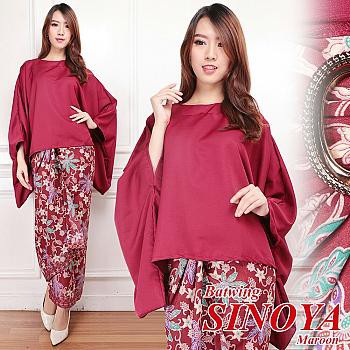 [Set Kebaya Sinoya Varian Warna TL] Setelan Kebaya Wanita Balotelly Biru/Hitam/Maroon