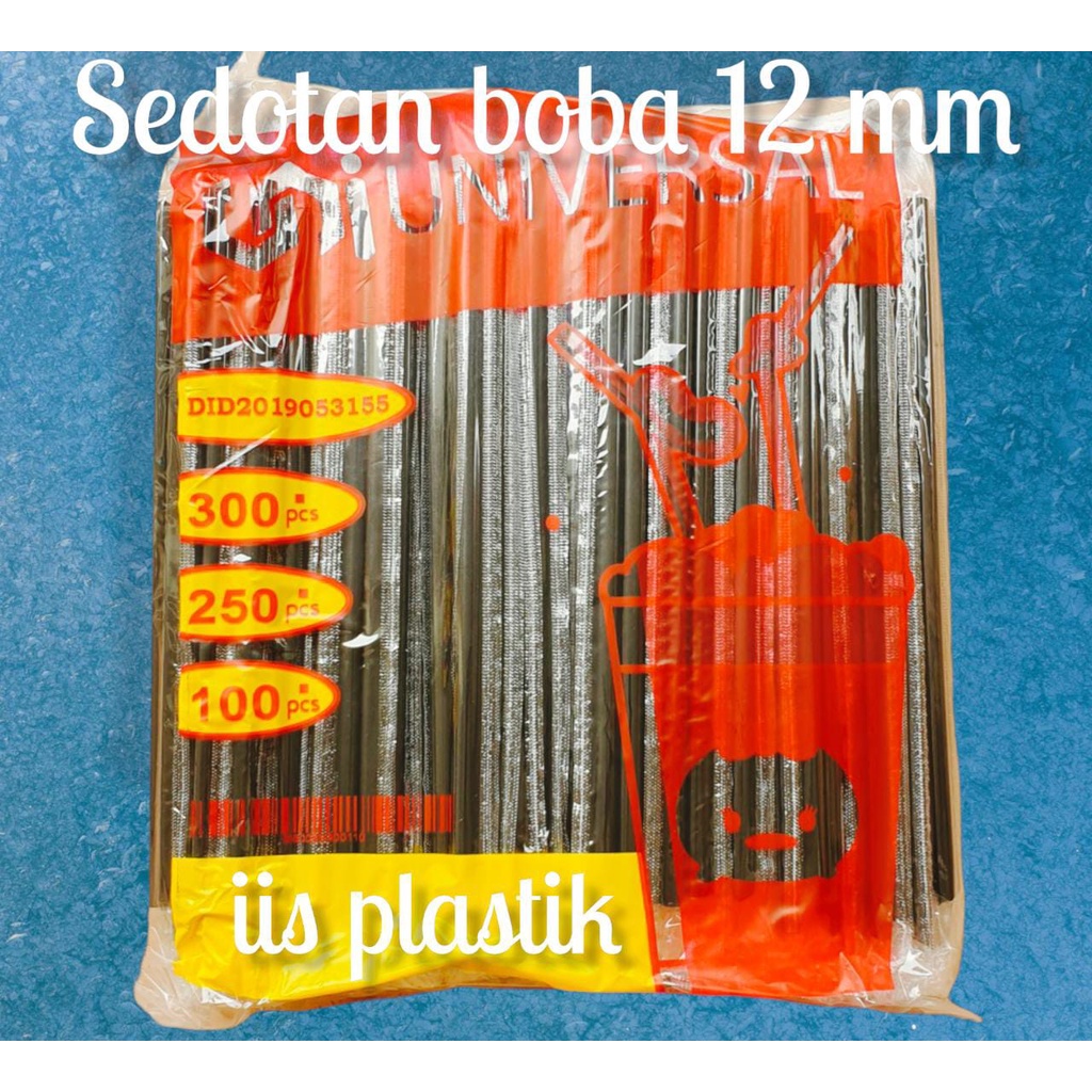 SEDOTAN PLASTIK 12MM 20CM 100PCS HITAM Sedotan Bubble Boba