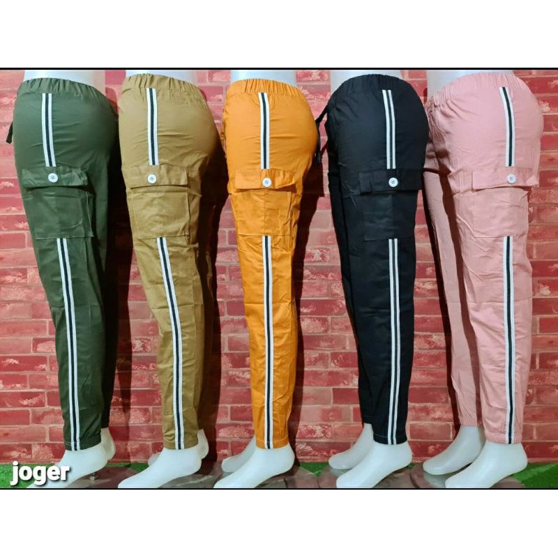 PANTS LIST KATUN STRETCH/CELANA LIST KARGO/CELANA WANITA