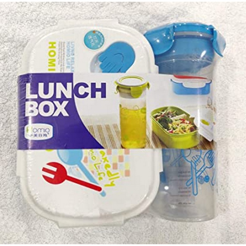 Kotak Makan Paket lunch box (kotak tempat makan) + botol minum homio bpa free