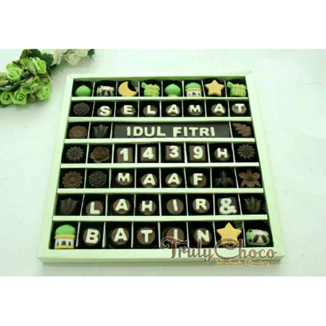 

Bingkisan lebaran coklat huruf 56pcs