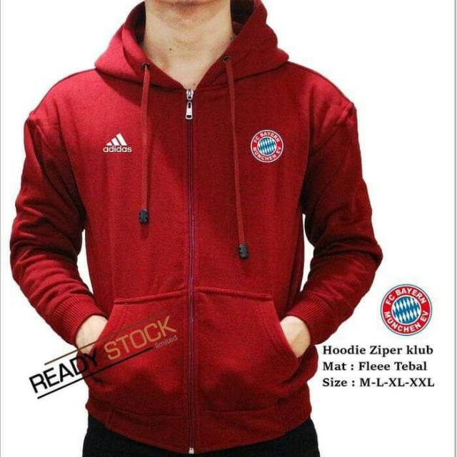 JAKET JIPER FC BAYRN MUNCHEN MERAH MARUN