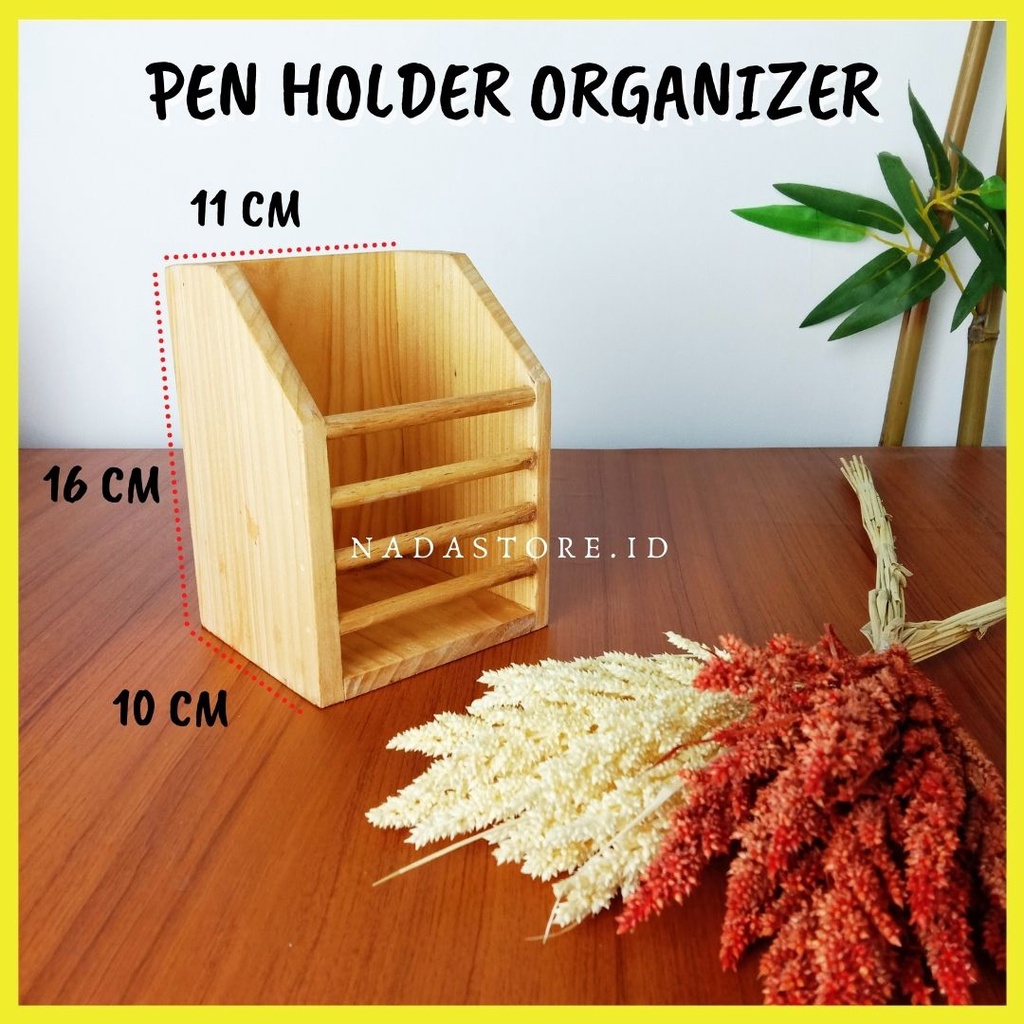 Wooden Desk Organizer / Phone Holder / Tempat Alat Tulis Kayu Multifungsi