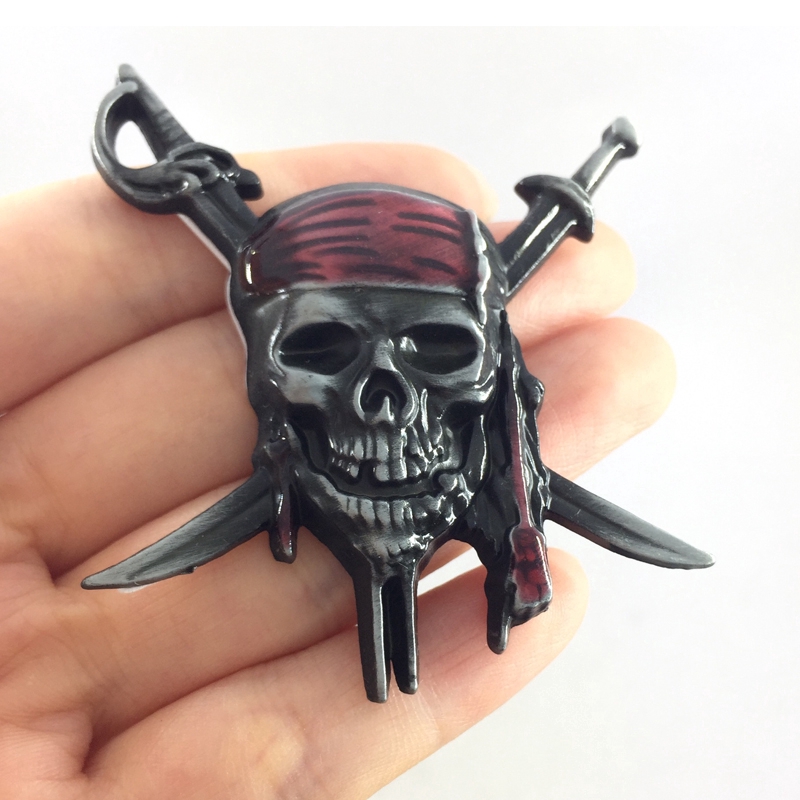 1 x Metal New Cool Skull Pirates of the Caribbean Decorative Logo Emblem Sticker Badge Decal Gift