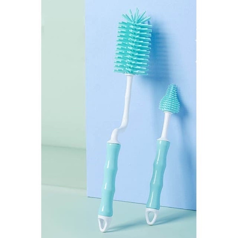 Kuru Sikat Silikon Botol Dot Perlengkapan Bayi Bottle Nipple Brush Baby 2in1 // Kuru Sikat Cuci Botol Bayi Perlengkapan Minum Bayi Anti Kuman Bakteri