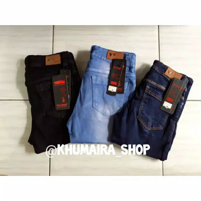 Celana Jeans Wanita Bahan Soft Jeans Merk VIVO Model Skinny / Pensil