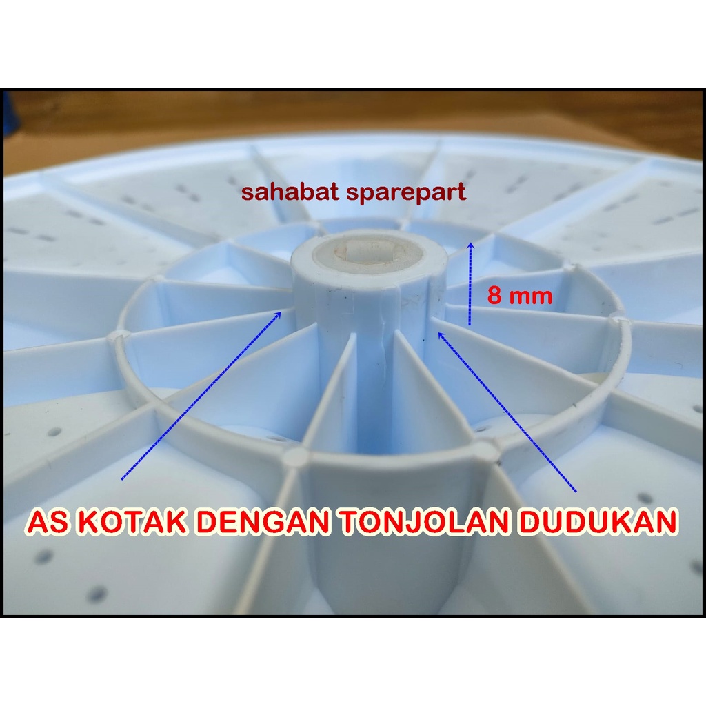 PULSATOR MESIN CUCI SANKEN DIAMETER 34 CM MODEL AS KOTAK DENGAN DUDUKAN AS MENONJOL