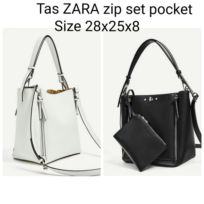 Unik Tas ZARA zip set pocket original - Putih Murah