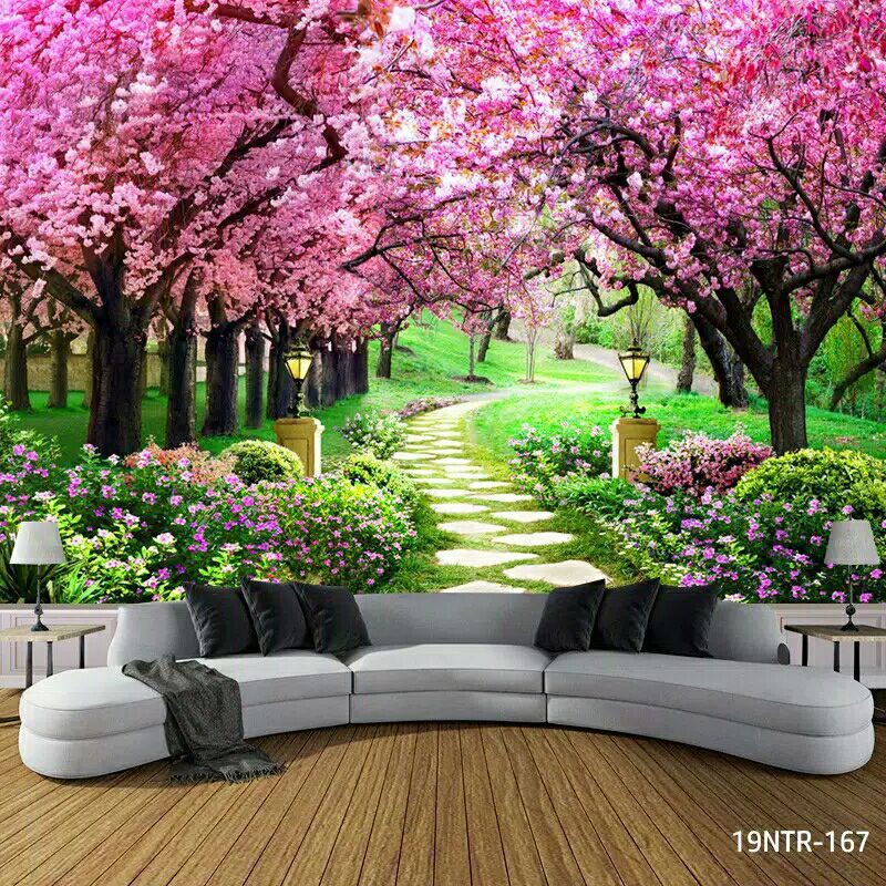 WALLPAPER 3D PEMANDANGAN ALAM | WALLPAPER CUSTOM SAKURA 3D |  Wallpaper Dinding Murah | Wallpaper Di