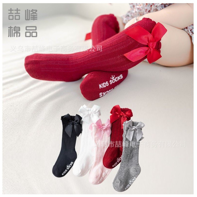 Kaos kaki 0-2 Tahun Selutut Big Ribbon Ellegant &amp; Stylish 12 / Kaos Kaki Ruffle Buah / Starry Bow LC CBKS VC