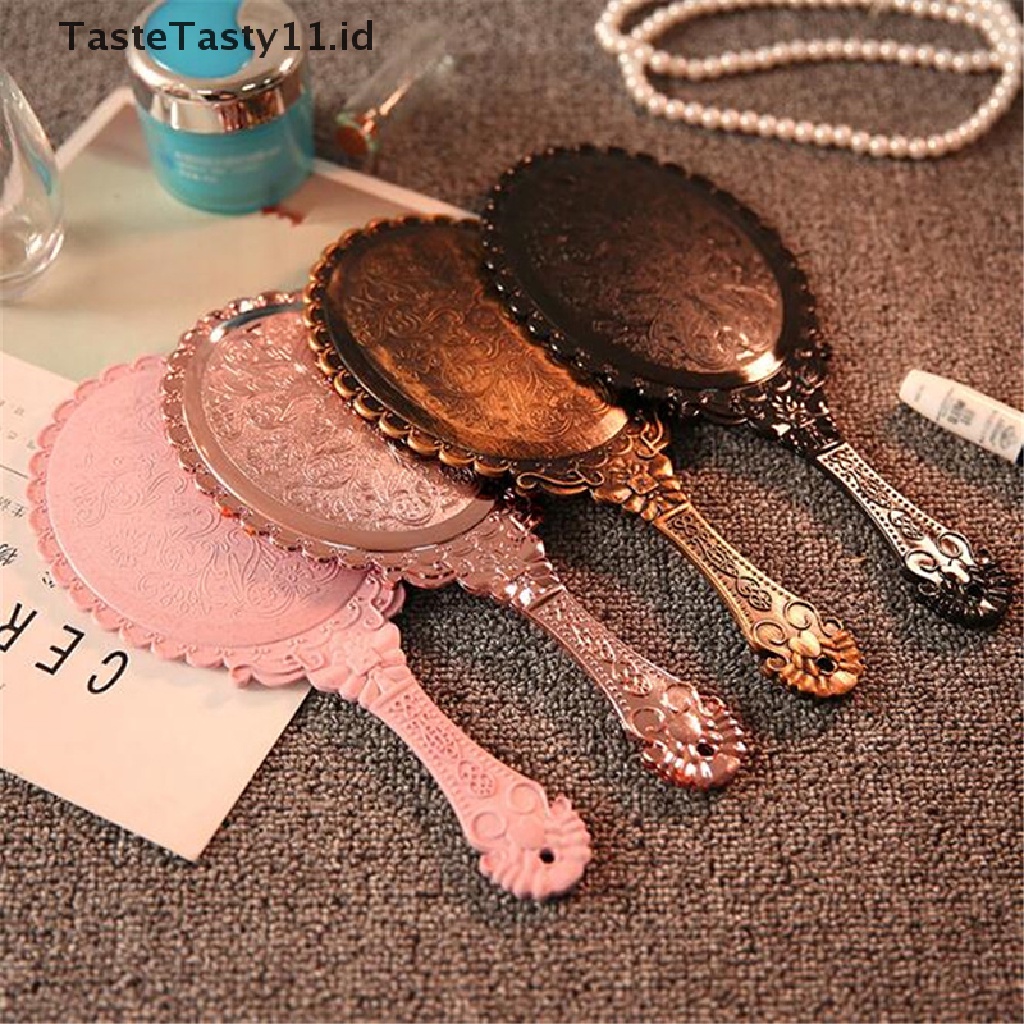 (Tastetasty) Cermin Genggam Motif Ukir Gaya Vintage Untuk Makeup / Kosmetik Salon / Spa