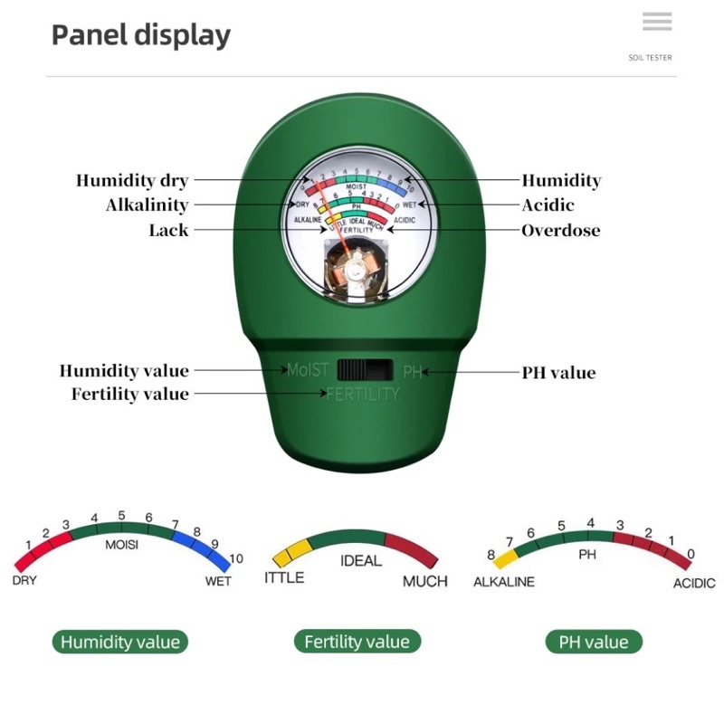 PH Meter Tanah 3 in 1 Alat Ukur Kelembaban &amp; Kesuburan &amp; Ph Tanah