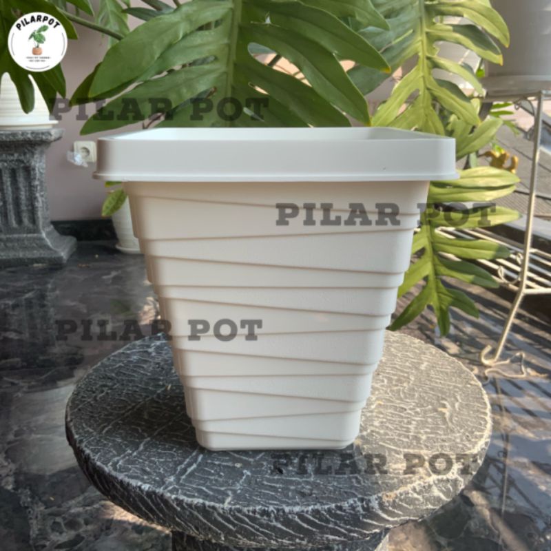 pot bunga tanaman kotak tinggi kenanga 181 putih 18cm - KENANGA 181