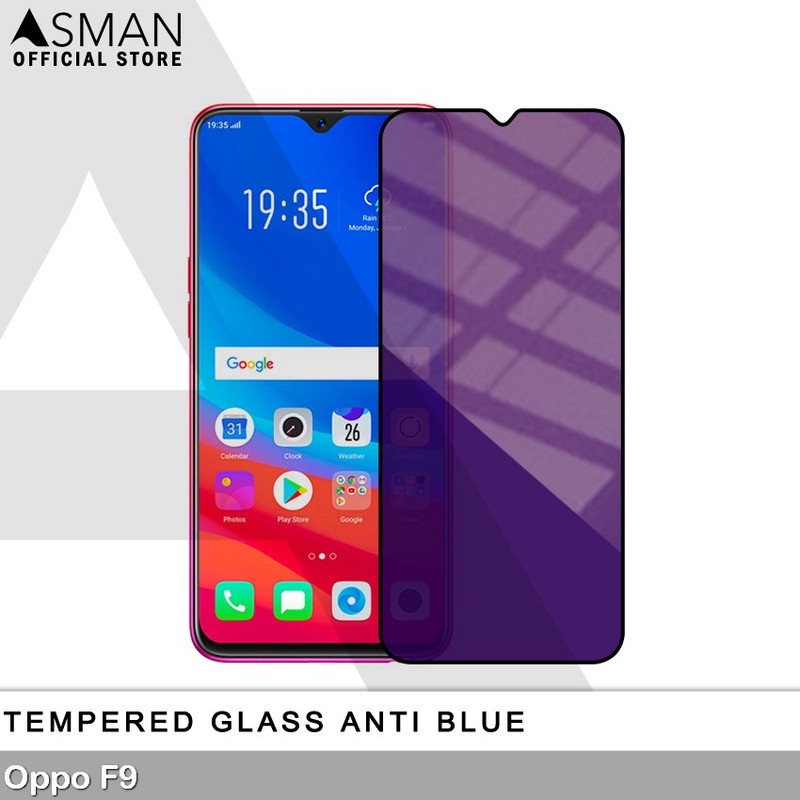 Tempered Glass Blue Light Full Lem OPPO F9 / F9 Pro Anti Radiasi