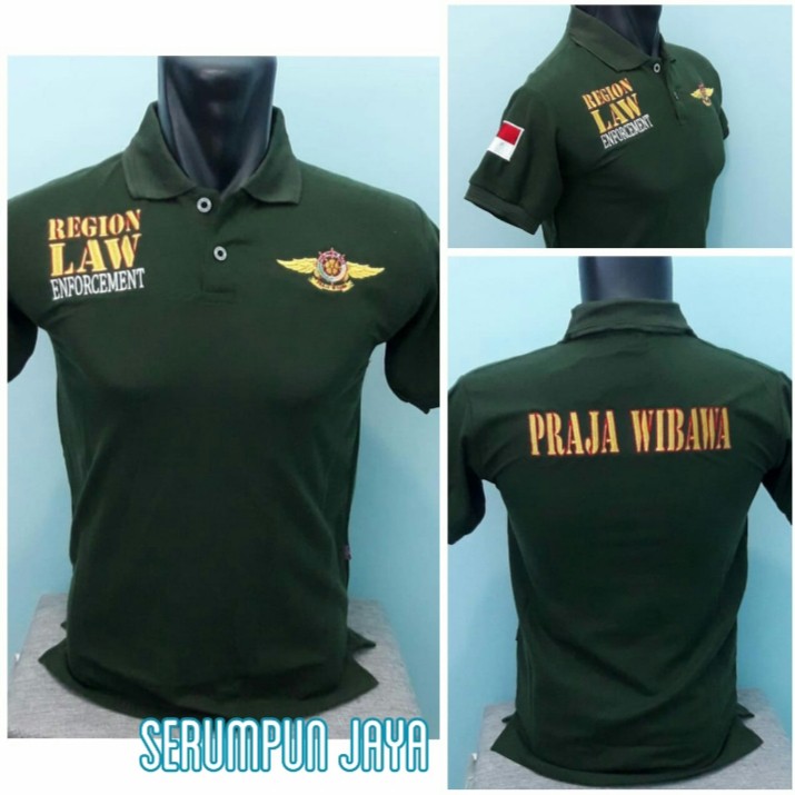 KAOS PRAJA WIBAWA - KAOS KERAH SATPOL PP PRAJA WIBAWA HIJAU ARMY - KAOS POLO SATPOL PP PRAJA WIBAWA