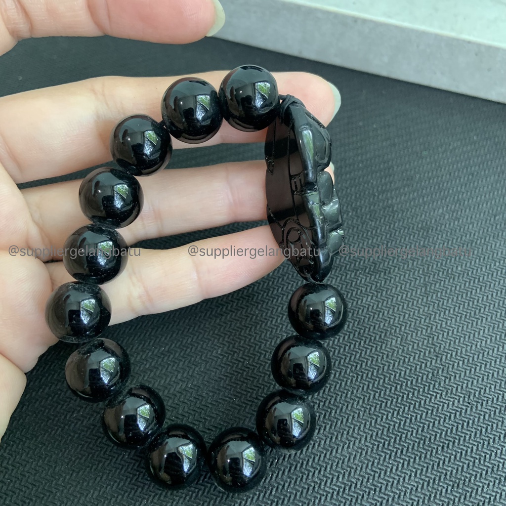 Gelang Onyx Hitam Pixiu Besar  Natural Asli Batu Alam Gelang Pelindung Keberuntungan