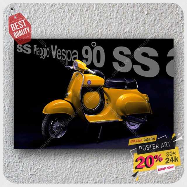 Poster Motor Vespa - Hiasan dinding motor klasik - Poster Retro - Poster Vespa sprint - Pajangan dinding - Automotif - 203063STA