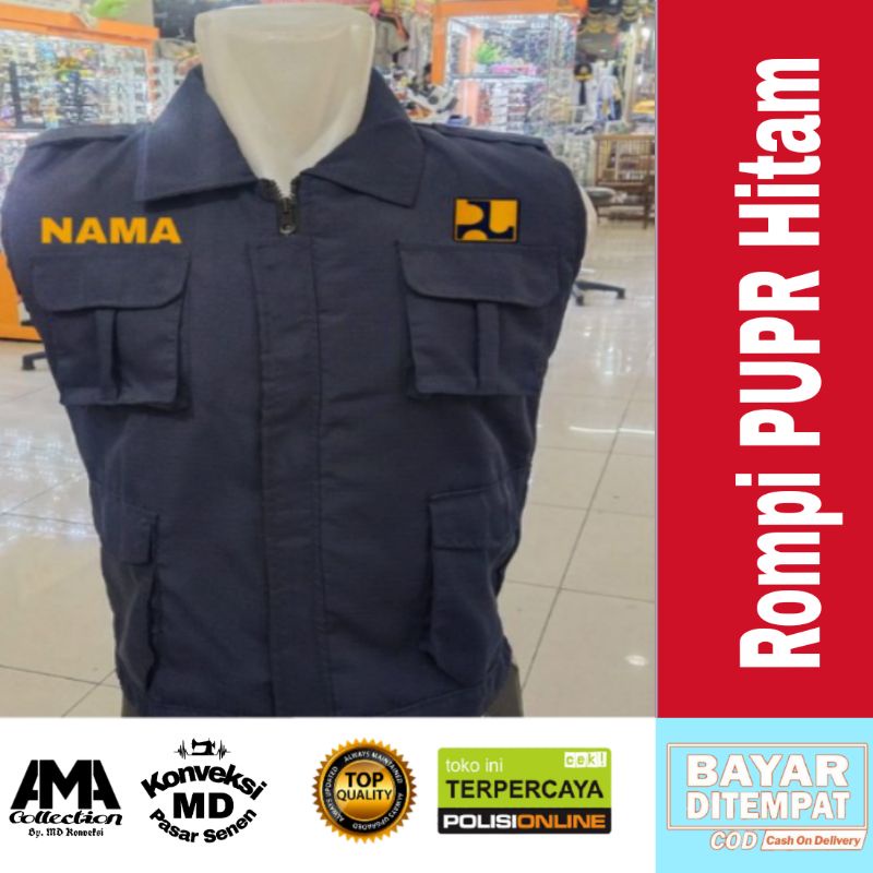 rompi PUPR kerah full bordir depan