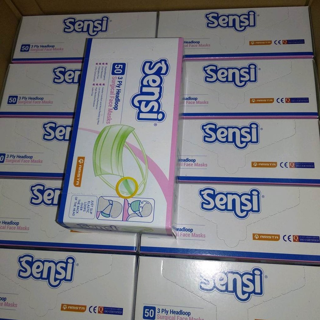 MASKER SENSI HIJAB ISI 50 PCS / MASKER MEDIS SENSI HEADLOOP ISI 50 PCS