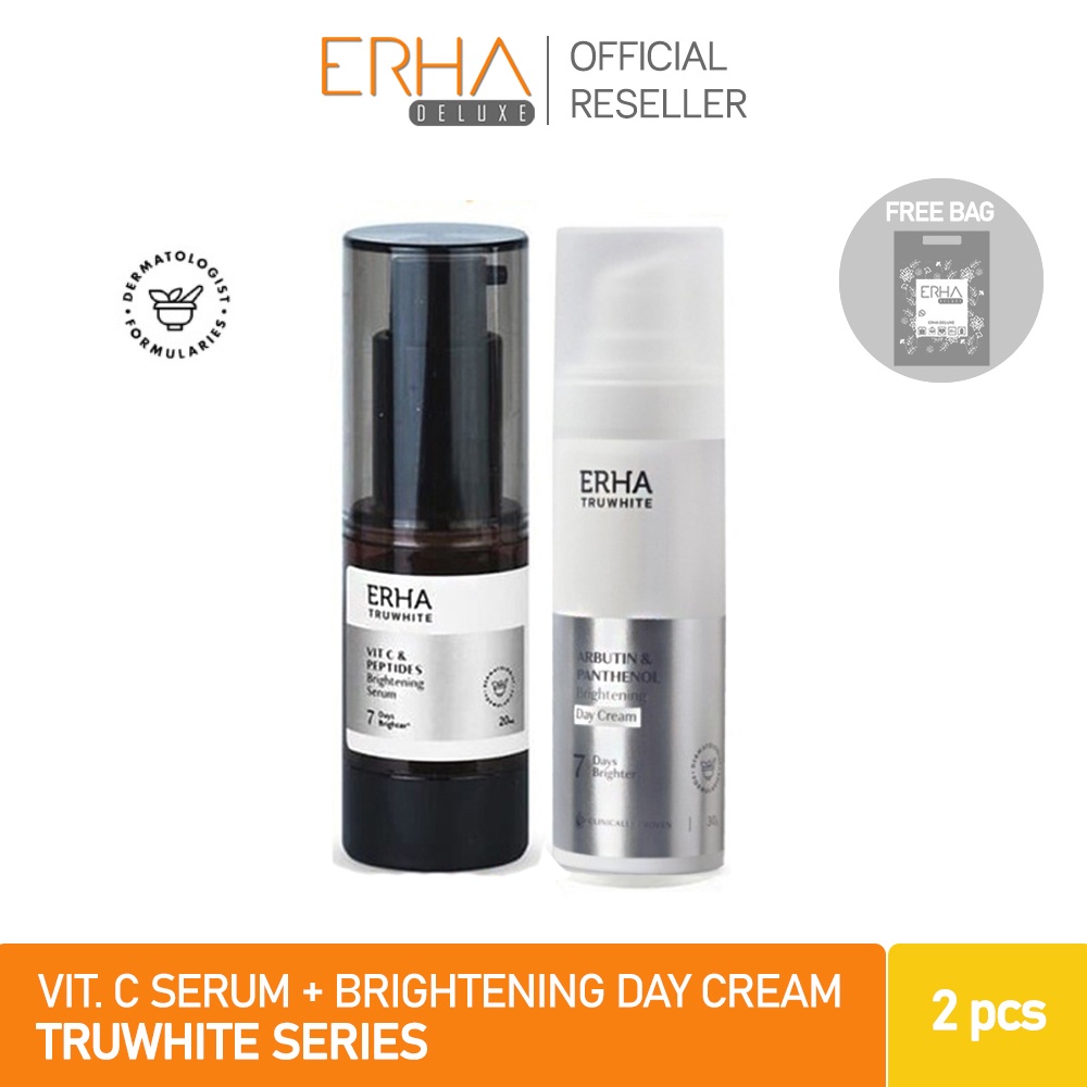 ERHA Paket Pemutih Wajah 2 Pcs - Truwhite Brightening Day Cream + Brightening C Serum