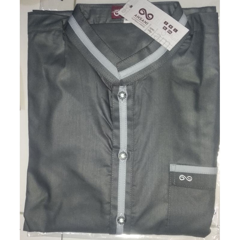 STELAN BAJU KURTA MUSLIM SULTHON04 MERK AHSANI / BAJU KOKO MUSLIM PRIA IKHWAN / SET QURTA