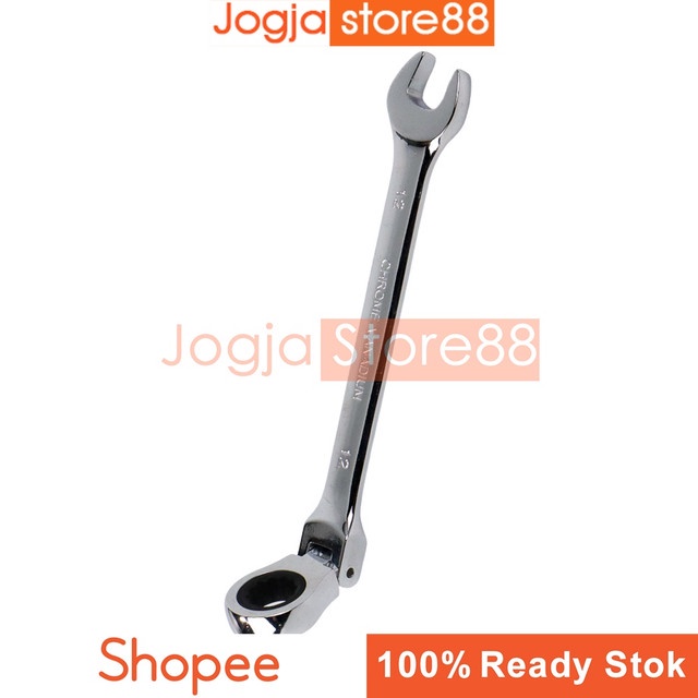 Kunci Pas Dual Head Combination Ratchet Wrench Flexible Head 12mm - Silver