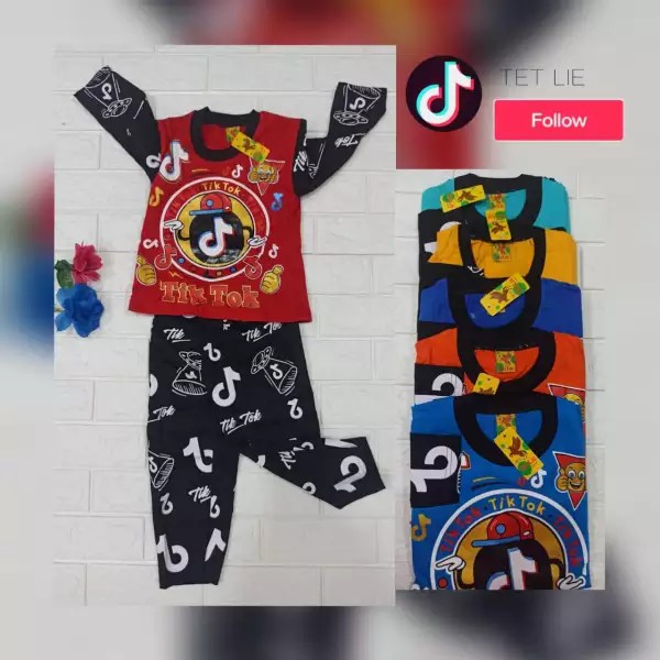 Setelan Anak Laki-Laki/Perempuan Baju Bermotif TIKTOK