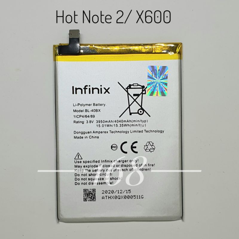 Baterai Batre Infinix Hot Note 2 X600 Batere Infinix BL40BX Original Battery