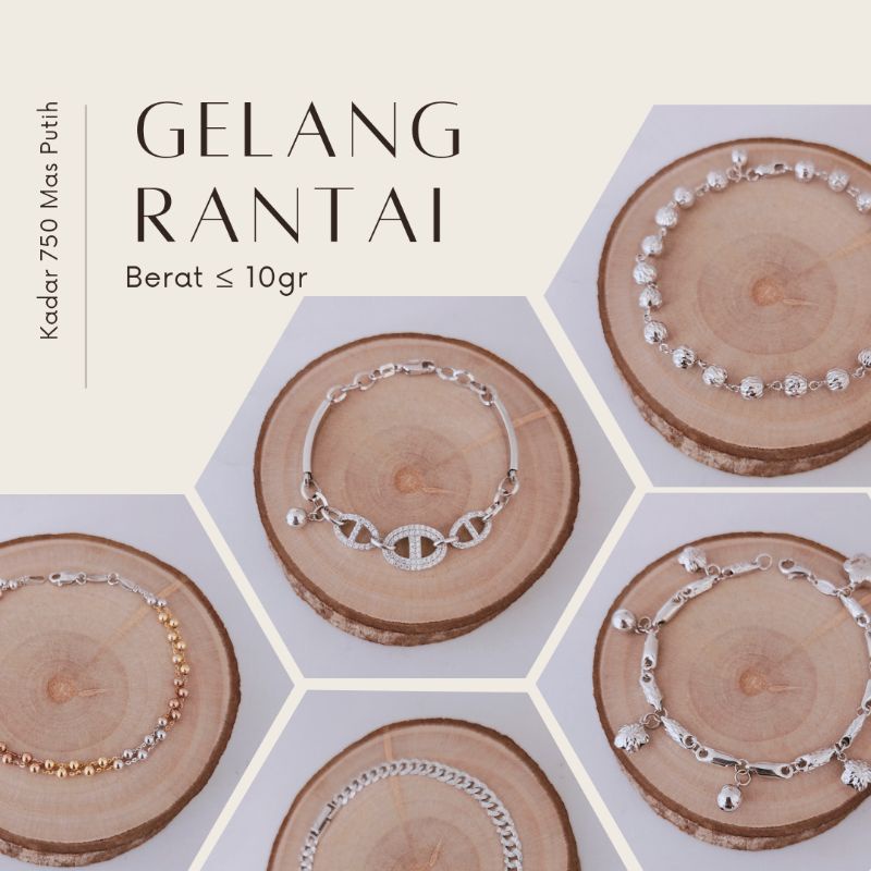 WAJIB TANYA STOK Realpic Gelang Rantai Emas Putih Asli Kadar 750