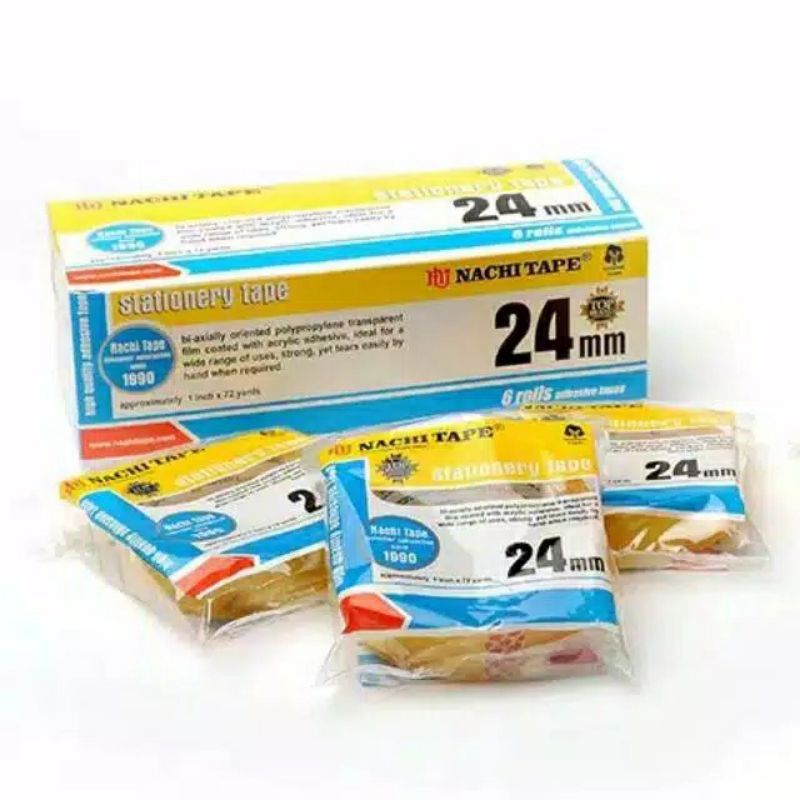 

Solasi Bening Solatip Nachi 24mm 1 in 72 yards / Solasi / Isolatip Sedang / Lakban Kecil / Stationery Tape
