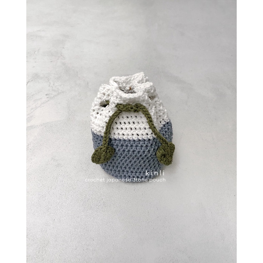 totoro japanese crochet drawstring pouch tas rajut serut bulat