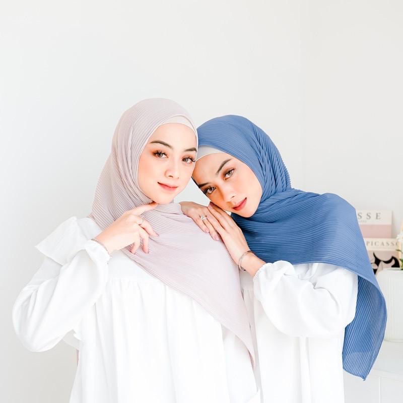 Kerudung Pashmina Plisket Lidi Premium Kerudung Anti Tembem Pleated Hijab