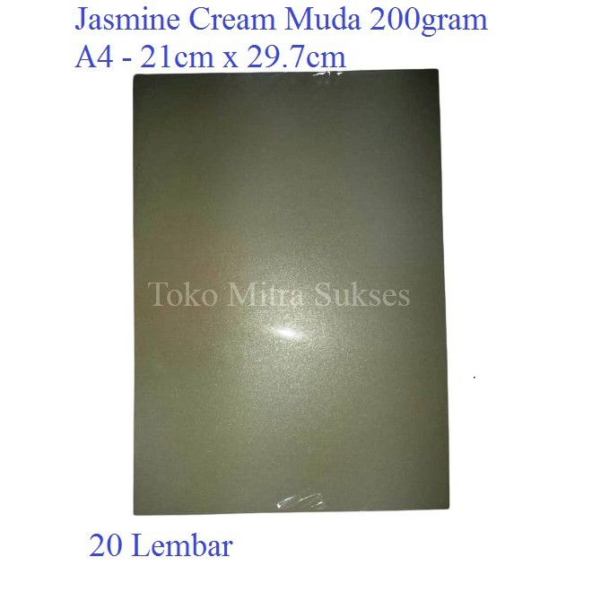 

Kertas Jasmine 200gram A4 Cream Muda Isi 20 Lembar