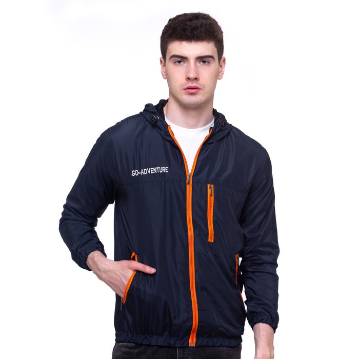 JAKET BOMBER ORIGINAL REAL MADRID PARKA PRIA WINDBREAKER BOLAK BALIK - ADVENTURE NAVY, L(Z1N7) Jaket