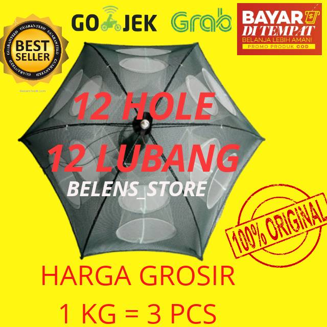 Bubu Jaring Perangkap  ikan udang kepiting Siap pakai 12 Hole Lubang