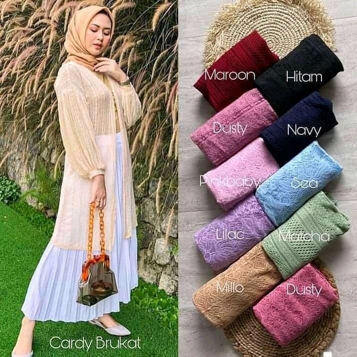 Cardigan Brokat Lengan Balon/Kardigan Burkat/Cardigan Brukat/Outer Long Cardi