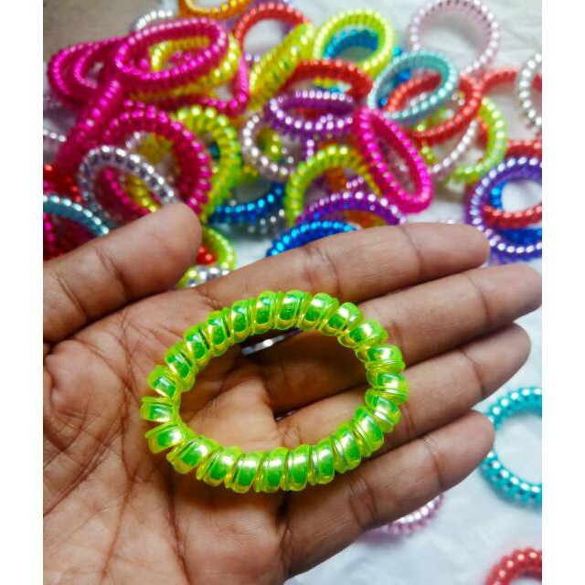 Karet spiral rambut metalik 12 PCS besar.